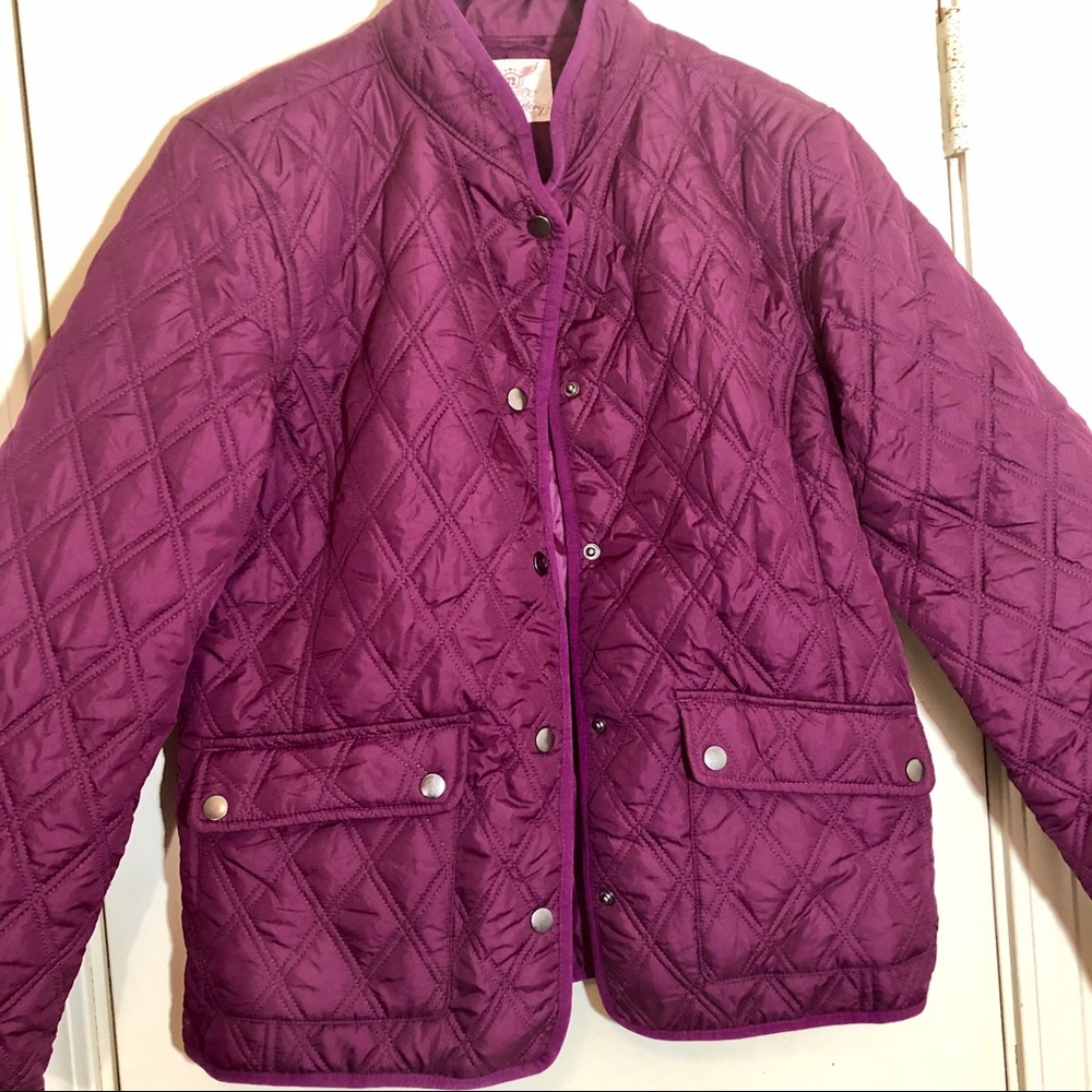 Faded Glory Diamond Puff Purple Button Up Coat M